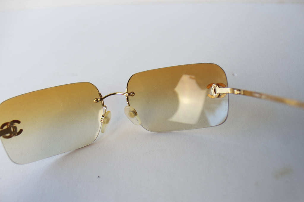 CHANEL Womens Diamante Designer Sunglasses Brown Rectangle 4095-B 125/ –  SunglassBlog