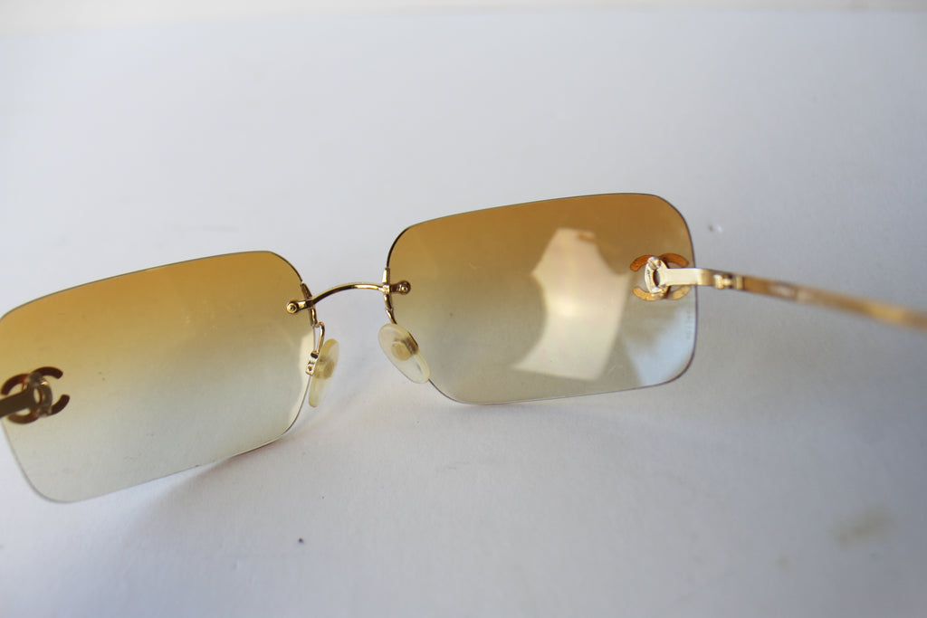 Chanel Diamante Rimless Ombre Sunglasses