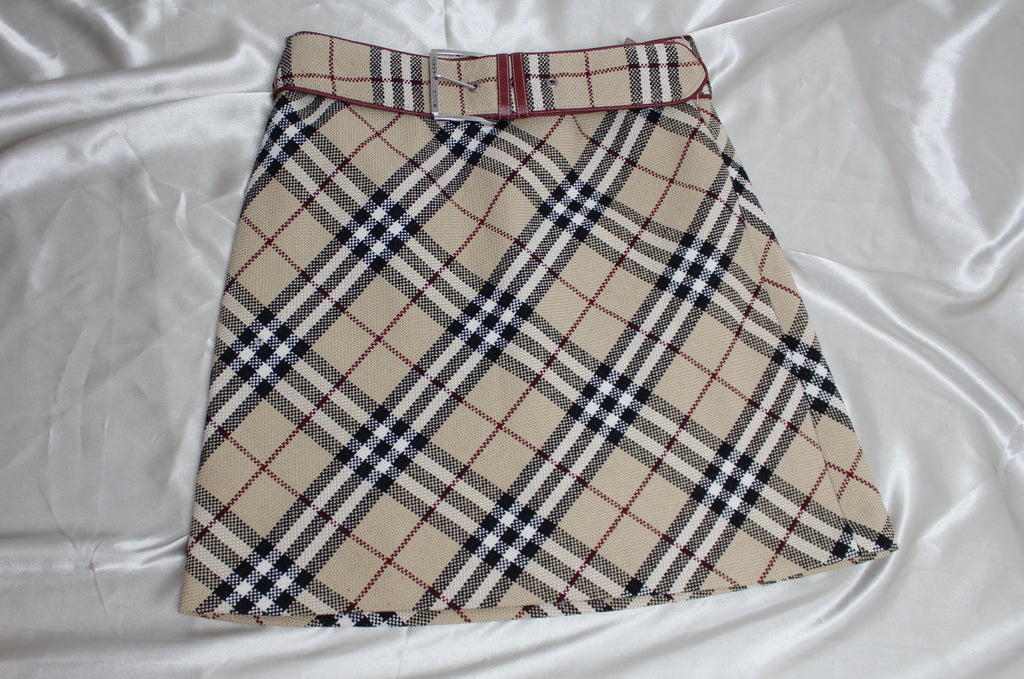 Burberry Nova Check Buckle Mini Skirt EU 36