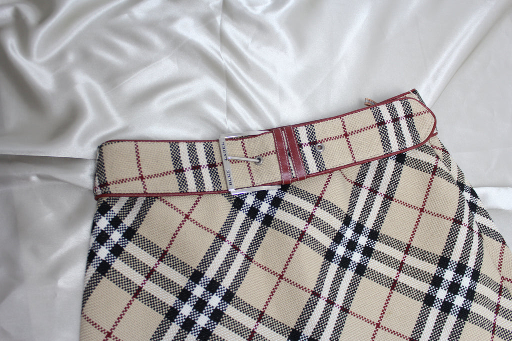 Burberry Nova Check Buckle Mini Skirt EU 36