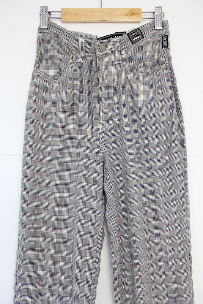 Versace Jeans Couture Black & White Check Trousers XS