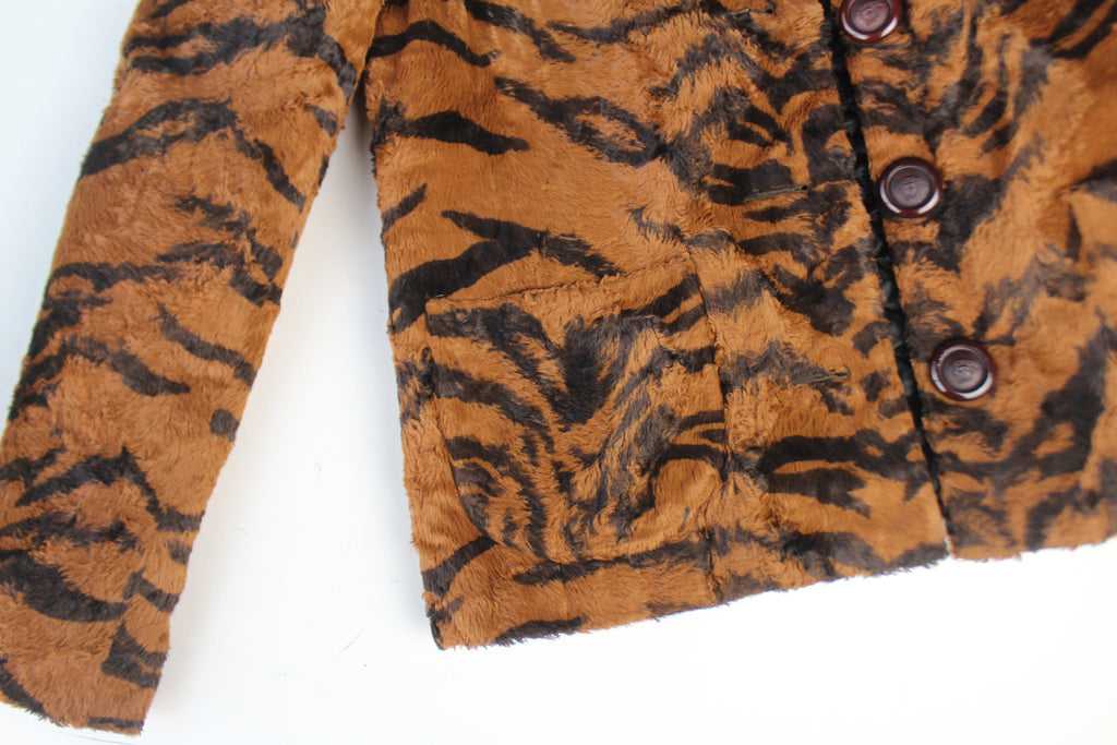 Versace Jeans Couture Faux Fur Animal Print Coat XS
