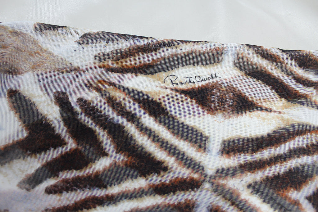 Roberto Cavalli Sheer Animal Print & Lace Cami Top