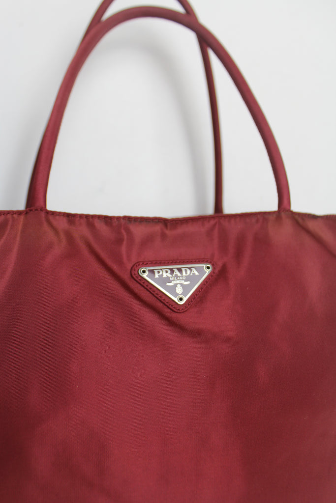 Prada Tessuto Nylon Mini Tote Bag in Cherry Red