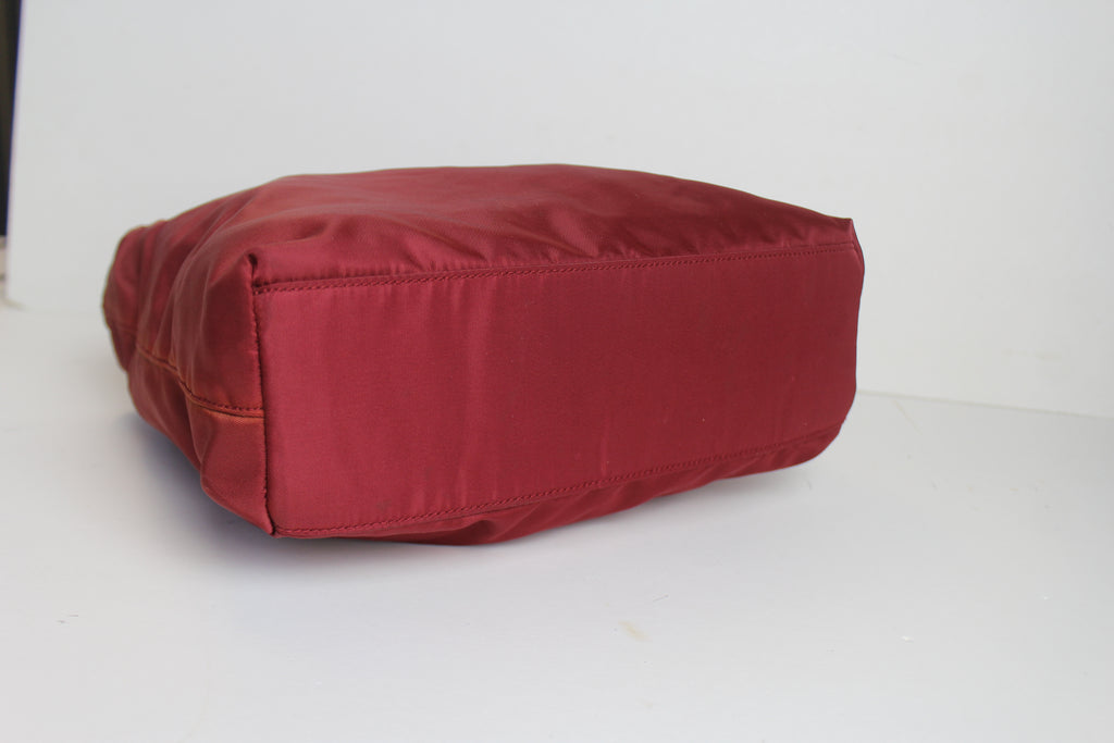 Prada Tessuto Nylon Mini Tote Bag in Cherry Red