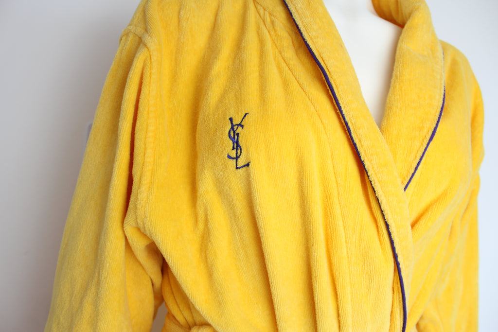 Yves Saint Laurent YSL Yellow Logo Bath Robe Medium