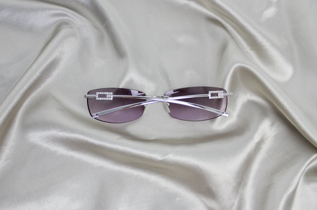 Gucci Purple Rimless Rhinestone Sunglasses