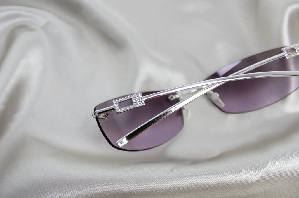 Gucci Purple Rimless Rhinestone Sunglasses