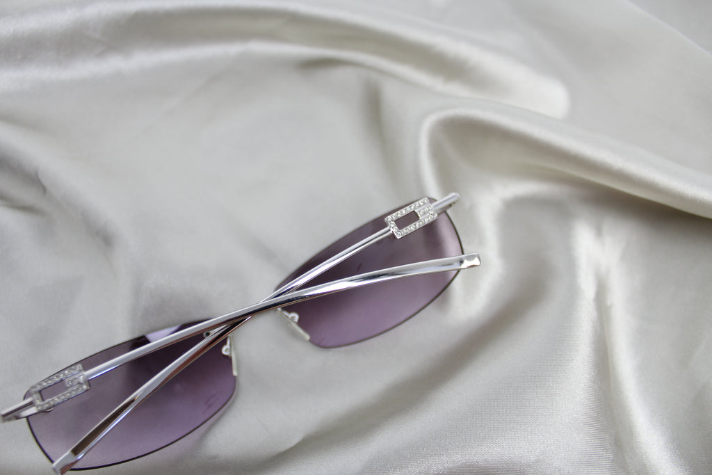 Gucci Purple Rimless Rhinestone Sunglasses