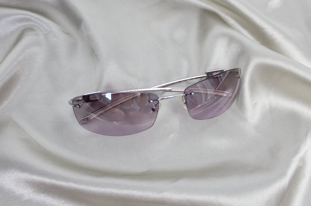 Gucci Purple Rimless Rhinestone Sunglasses