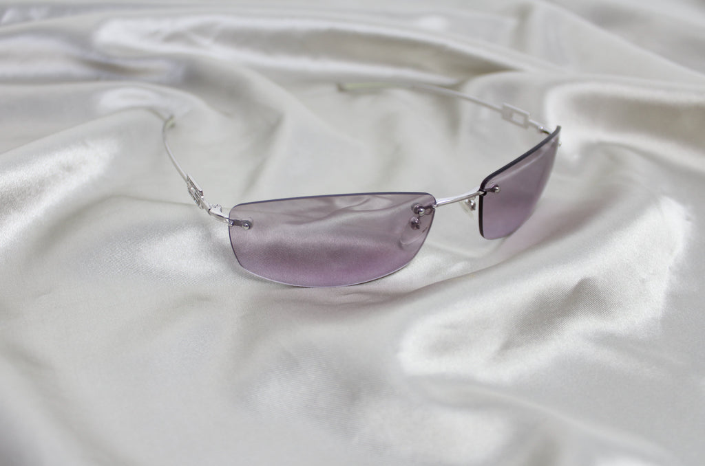 Gucci Purple Rimless Rhinestone Sunglasses