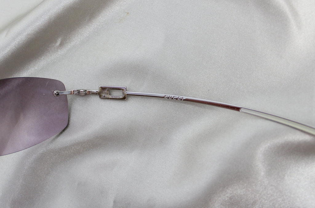 Gucci Purple Rimless Rhinestone Sunglasses