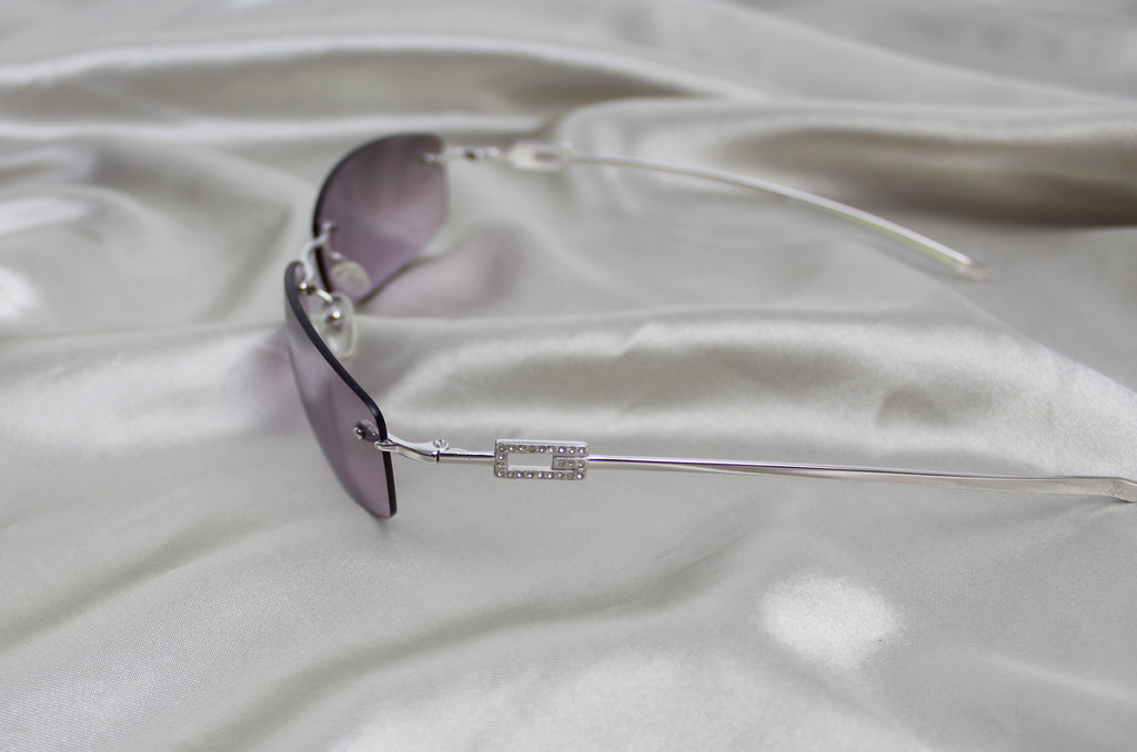 Gucci Purple Rimless Rhinestone Sunglasses