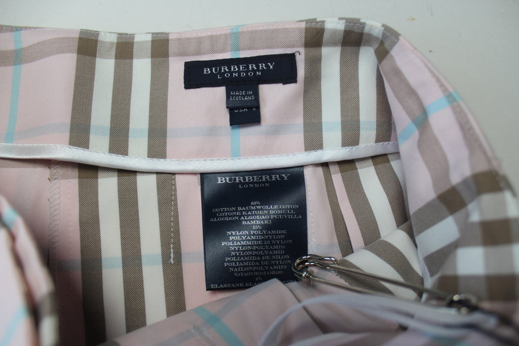 Burberry London Pink Check Wrap Skirt UK 8-10