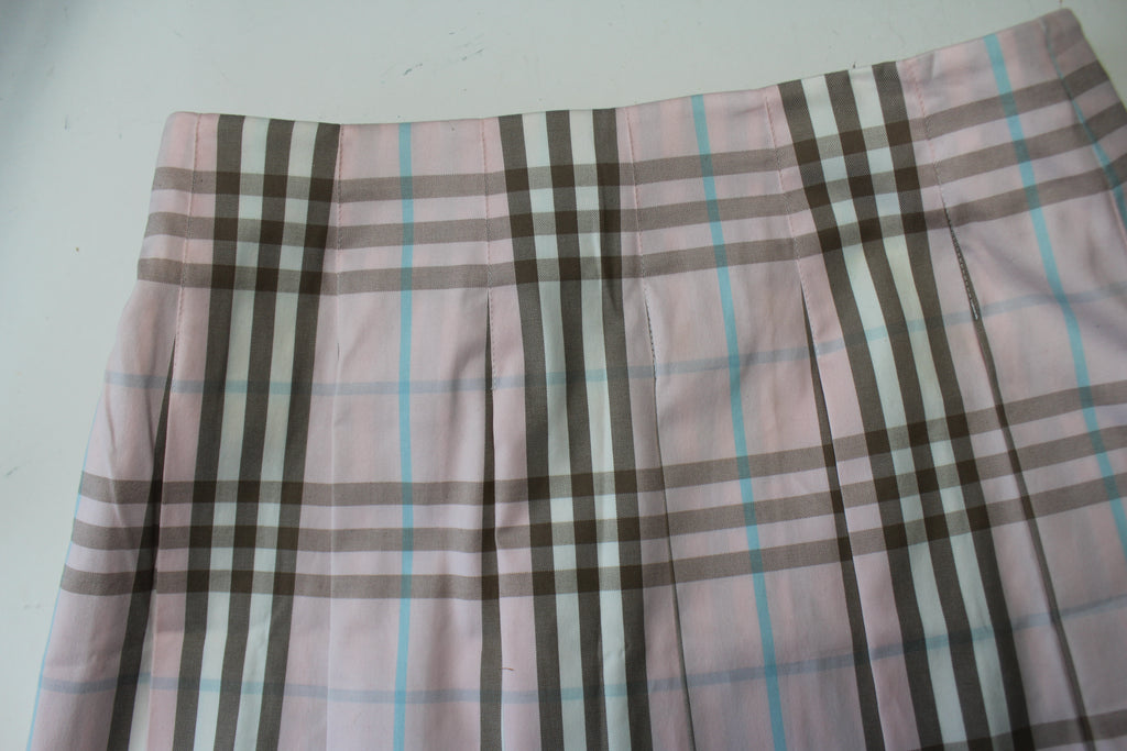 Burberry London Pink Check Wrap Skirt UK 8-10