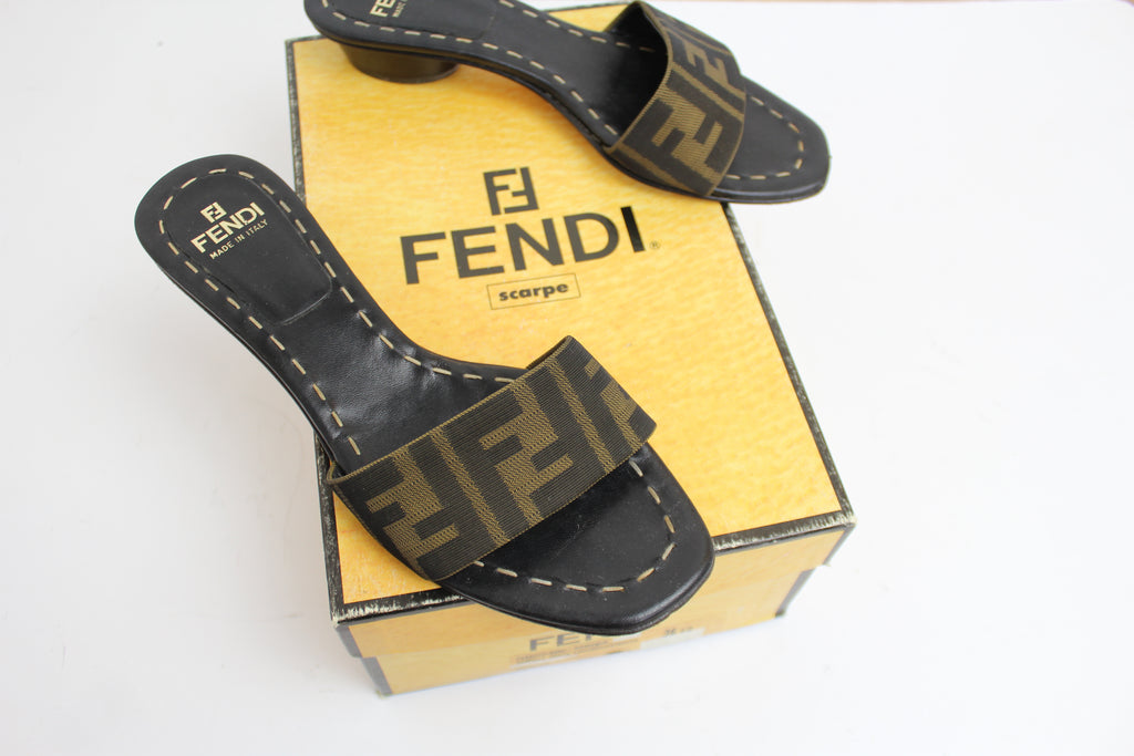 Fendi Zucca Logo Sandal Mules EU 36.5