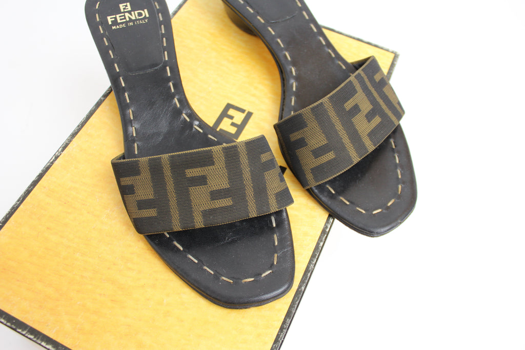 Fendi Zucca Logo Sandal Mules EU 36.5