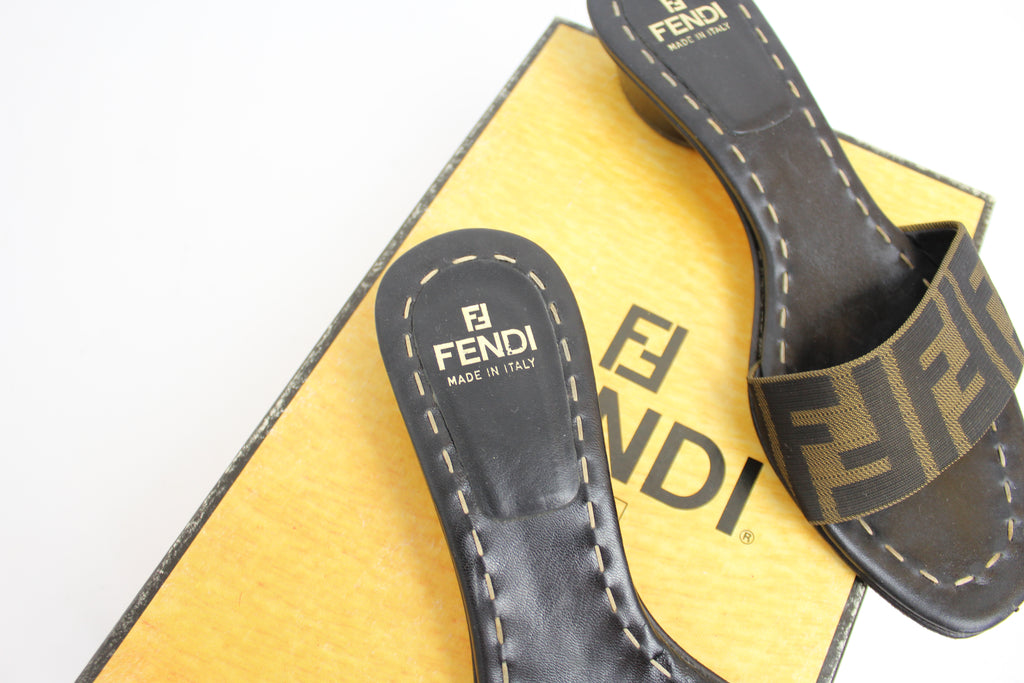 Fendi Zucca Logo Sandal Mules EU 36.5