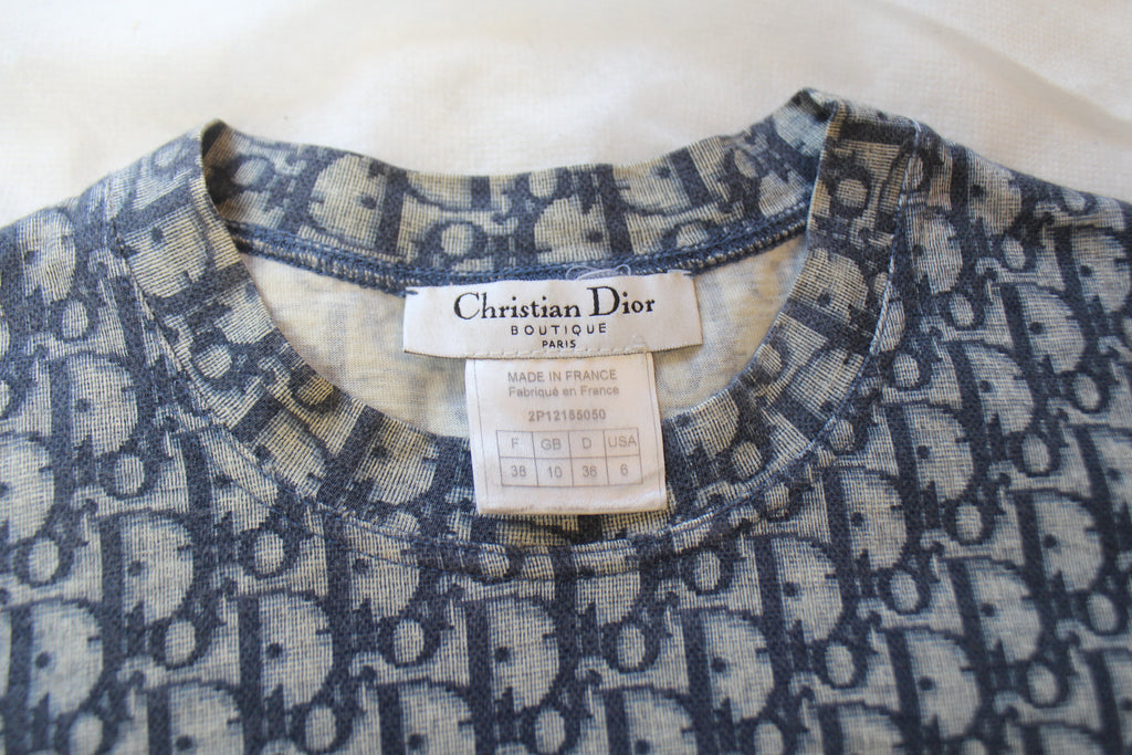 Christian Dior Blue Diorissimo Monogram T Shirt UK 8