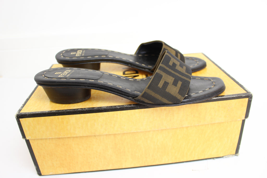 Fendi Zucca Logo Sandal Mules EU 36.5