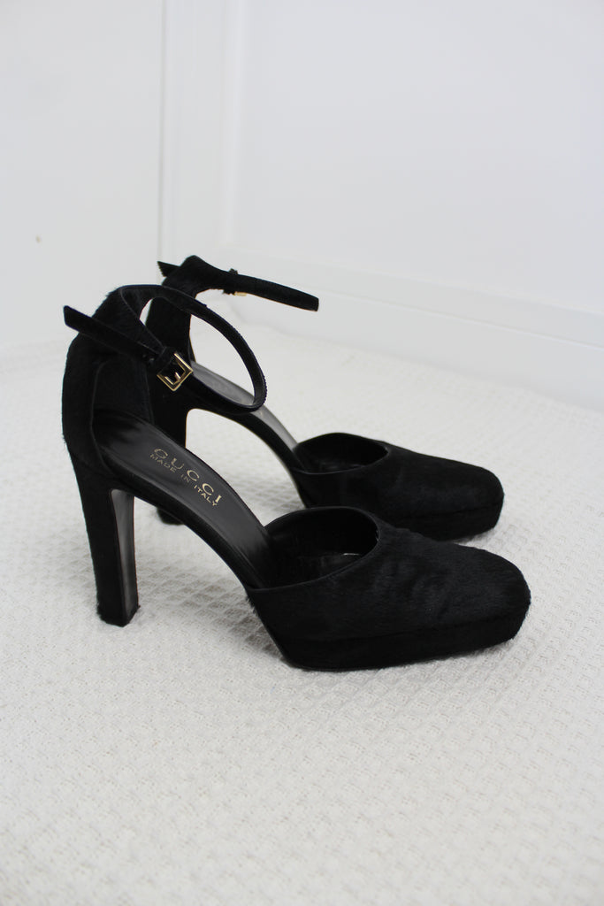 Gucci by Tom Ford Black Pony Hair Heels EU 37