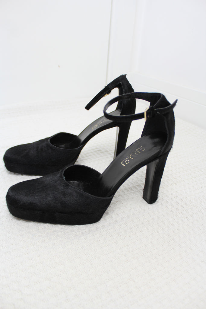 Gucci by Tom Ford Black Pony Hair Heels EU 37