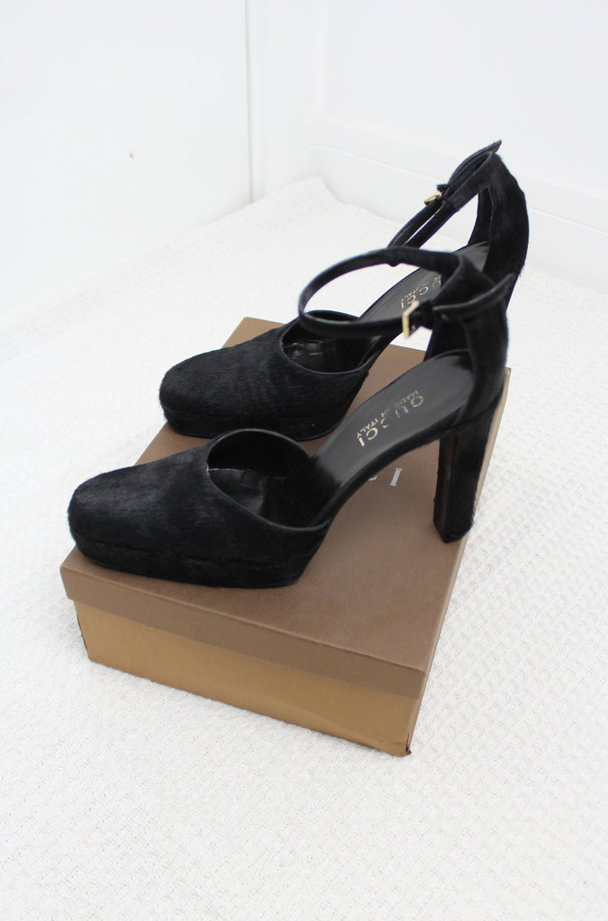 Gucci by Tom Ford Black Pony Hair Heels EU 37