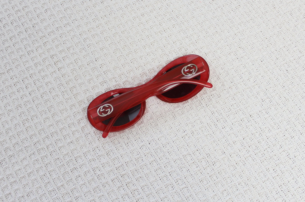 Gucci Red Logo Oval Sunglasses