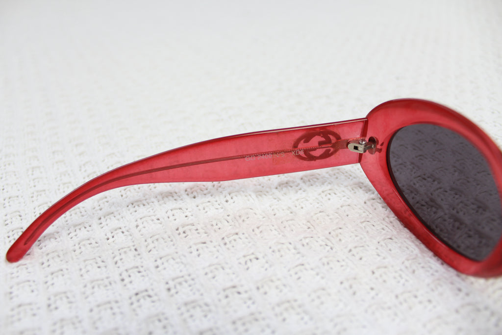 Gucci Red Logo Oval Sunglasses