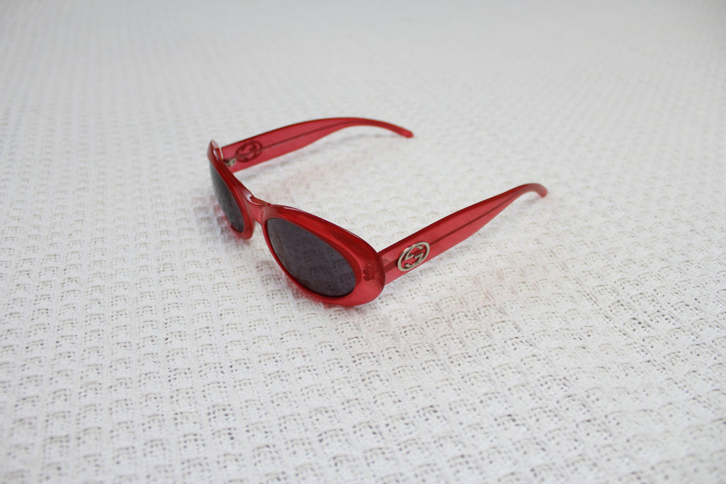 Gucci Red Logo Oval Sunglasses