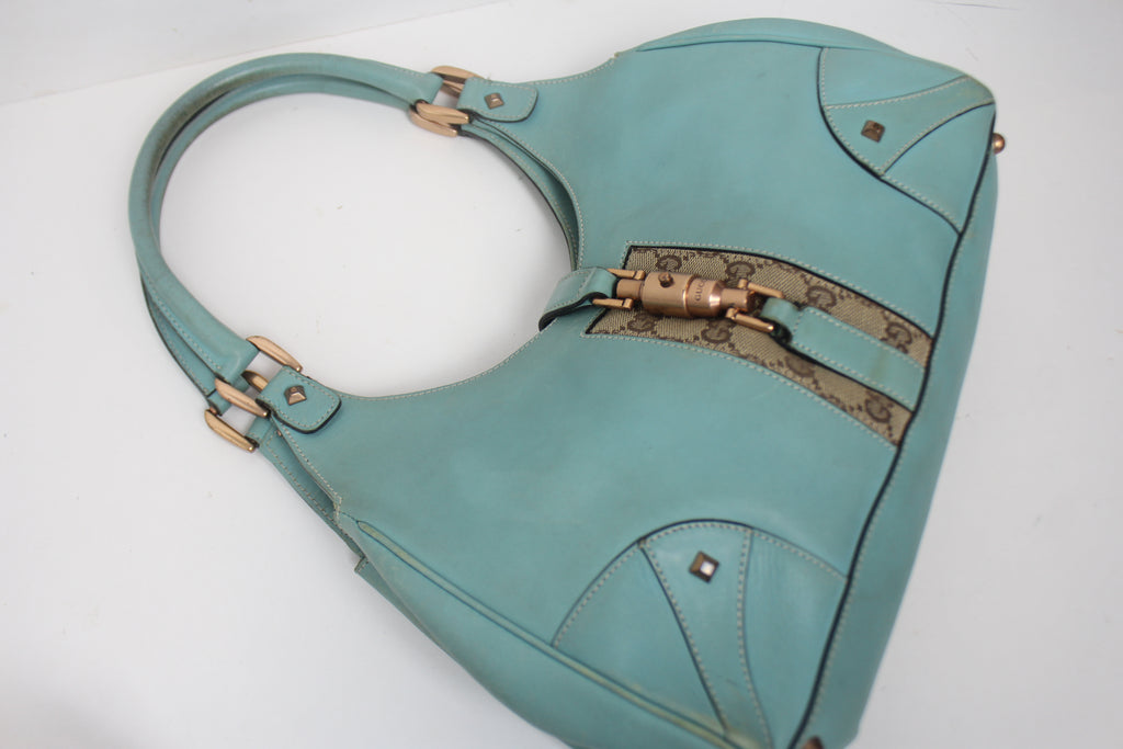 Gucci 'Jackie O' Turquoise Leather Hobo Bag