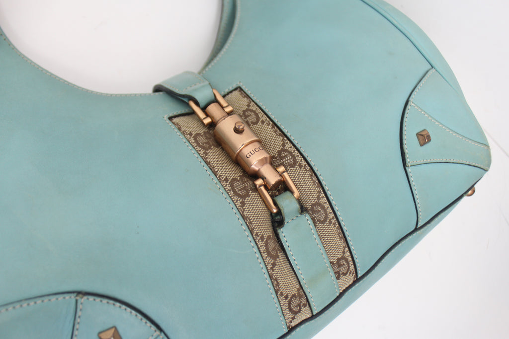 Gucci 'Jackie O' Turquoise Leather Hobo Bag