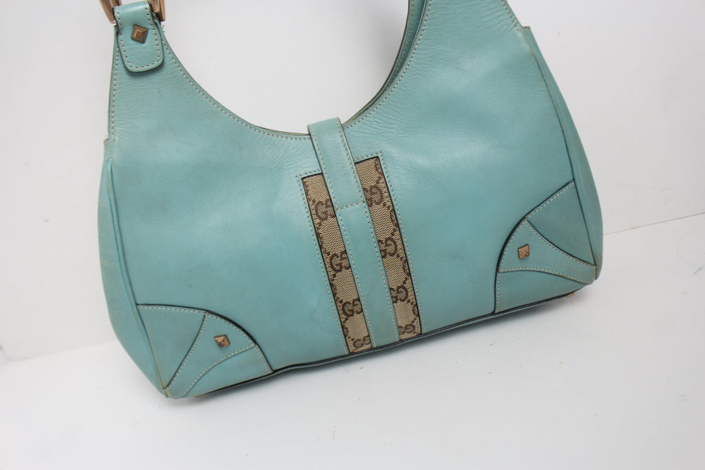 Gucci 'Jackie O' Turquoise Leather Hobo Bag