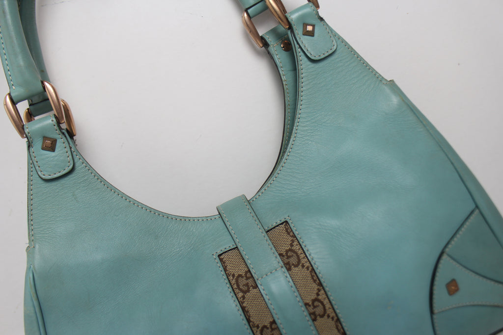 Gucci 'Jackie O' Turquoise Leather Hobo Bag