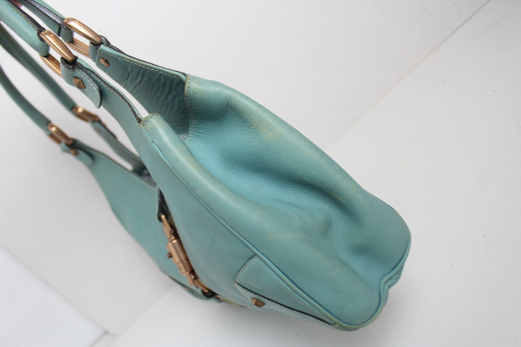 Gucci 'Jackie O' Turquoise Leather Hobo Bag