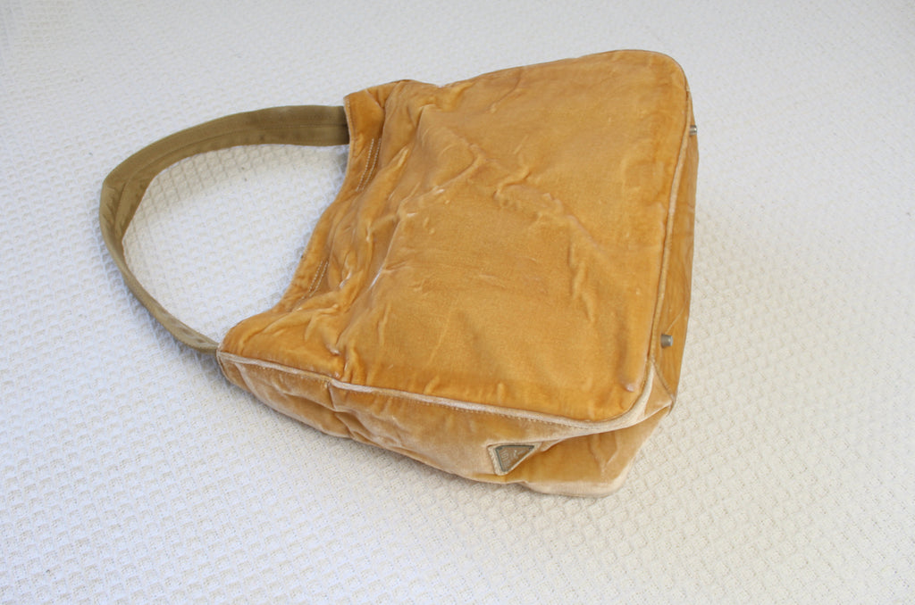 Prada Yellow Velvet Shoulder Bag