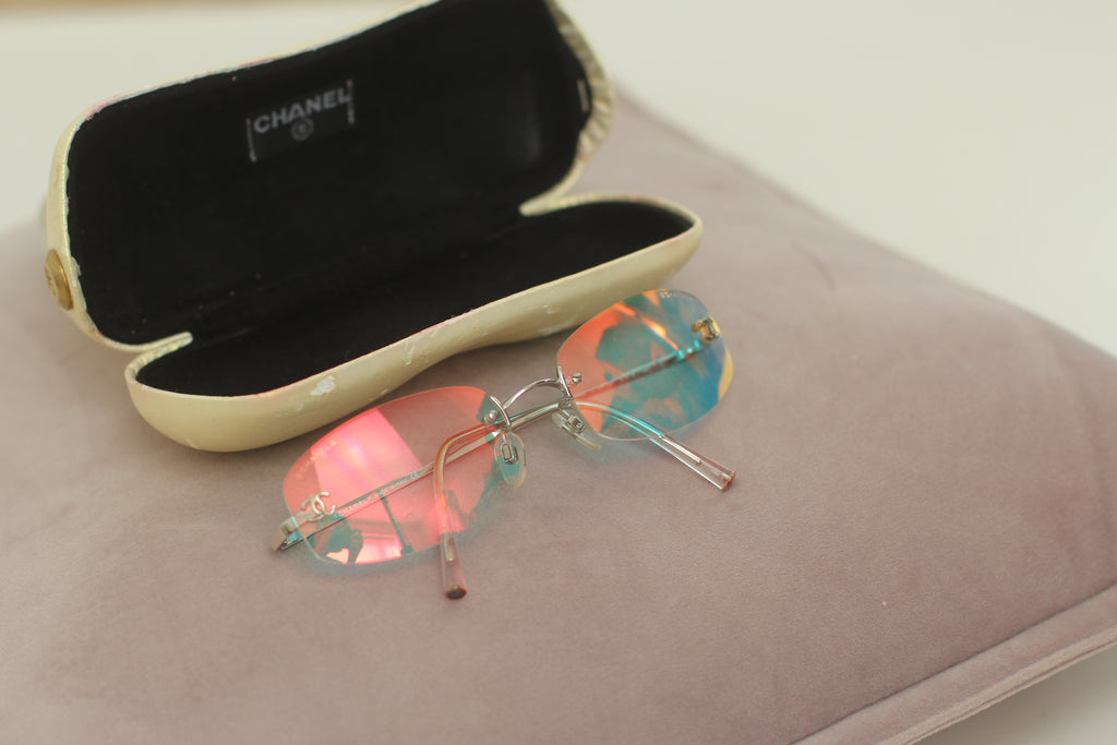 Chanel Rimless Iridescent Logo Sunglasses