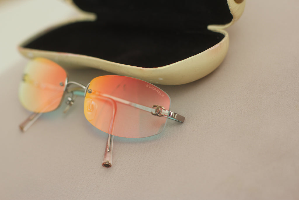 Chanel Rimless Iridescent Logo Sunglasses
