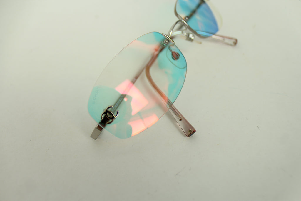 Chanel Rimless Iridescent Logo Sunglasses