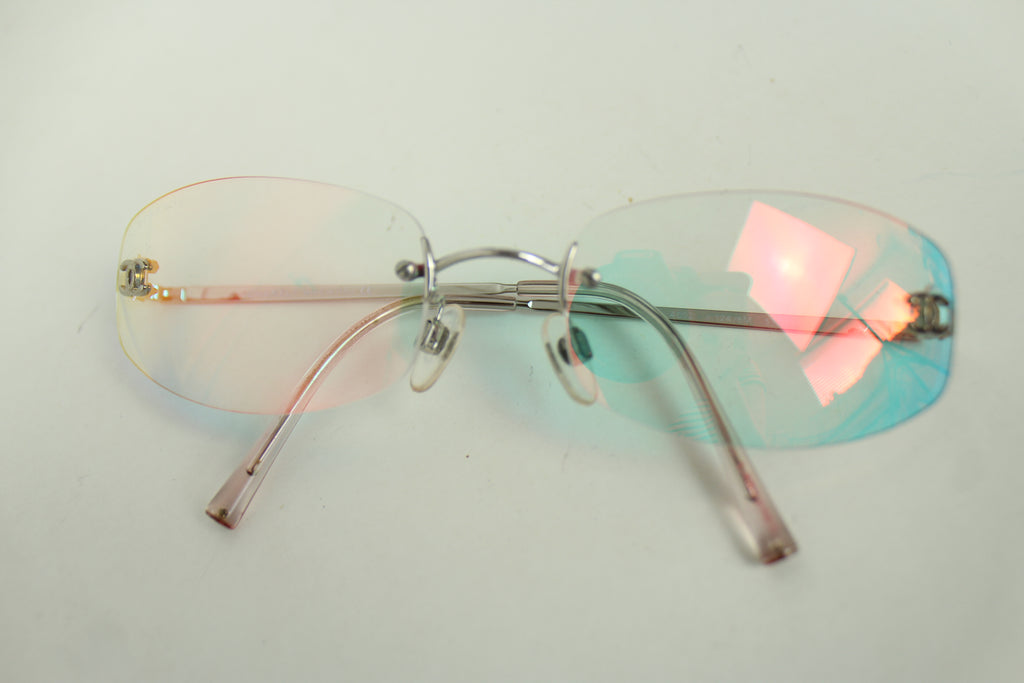 Chanel Rimless Iridescent Logo Sunglasses