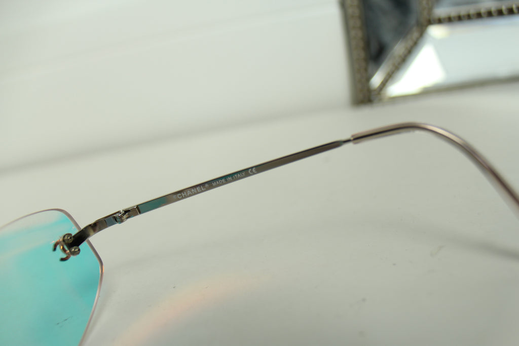 Chanel Rimless Iridescent Logo Sunglasses