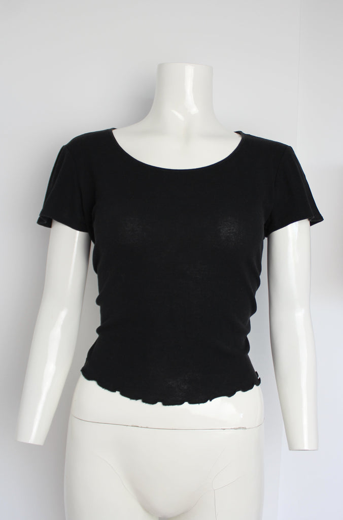 Gucci Black Lettuce Hem Top - M