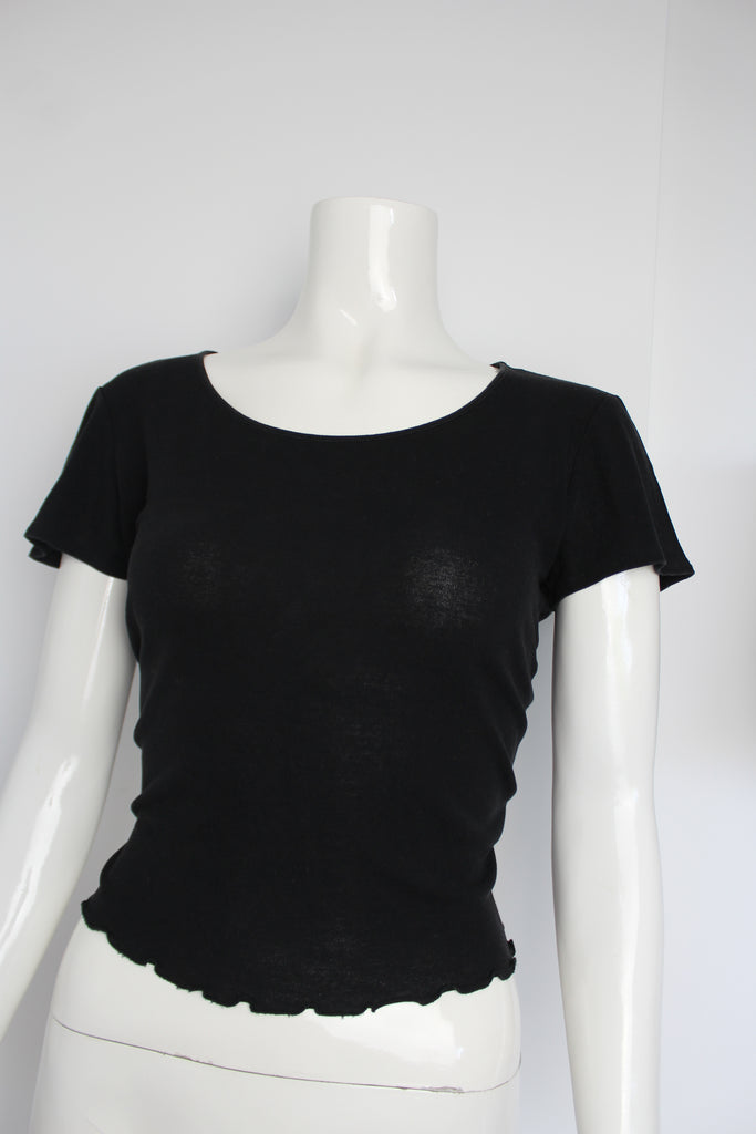 Gucci Black Lettuce Hem Top - M