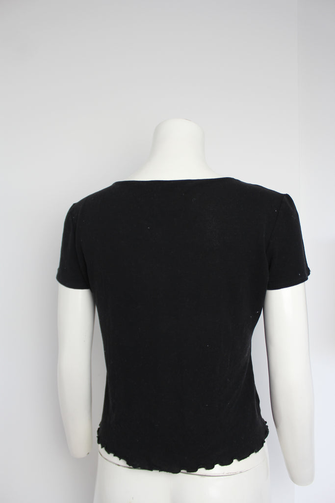 Gucci Black Lettuce Hem Top - M