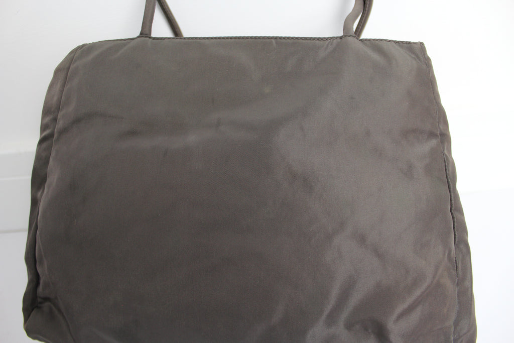 Prada Tessuto City Tote Bag in 'Smog' (Dark Brown)