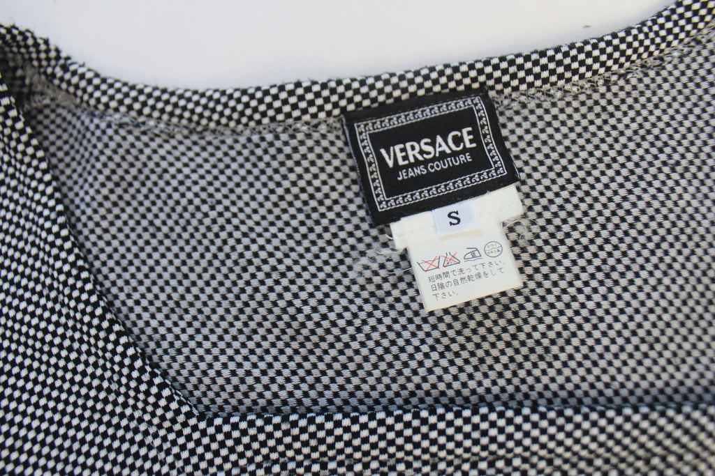 Versace Check / Gingham Square Neck Top Small