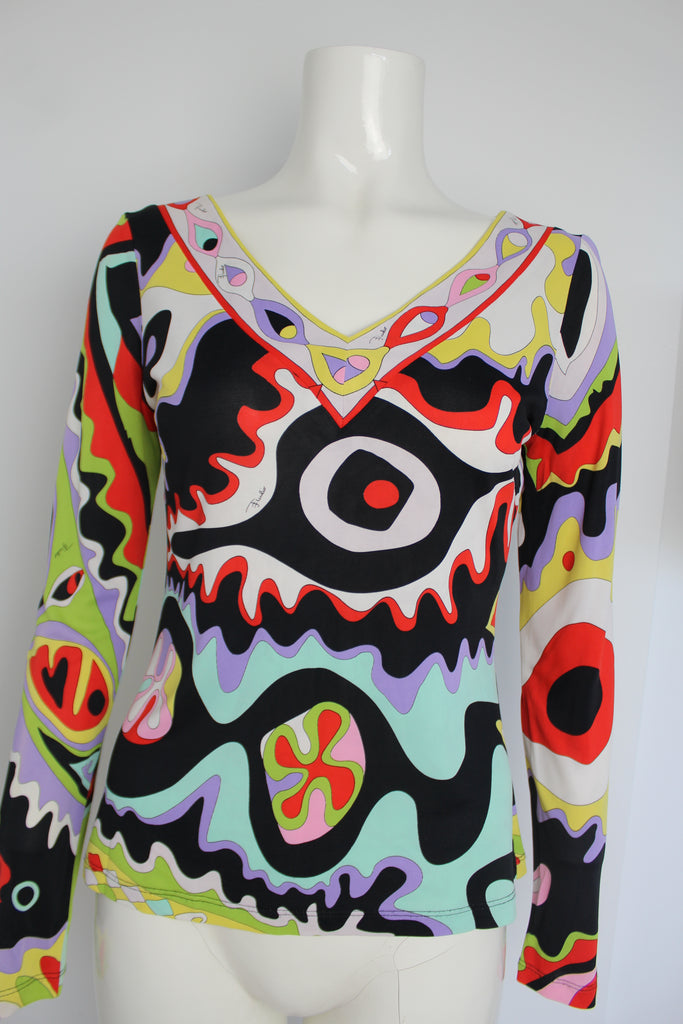 Emilio Pucci Abstract Print Long Sleeve Top