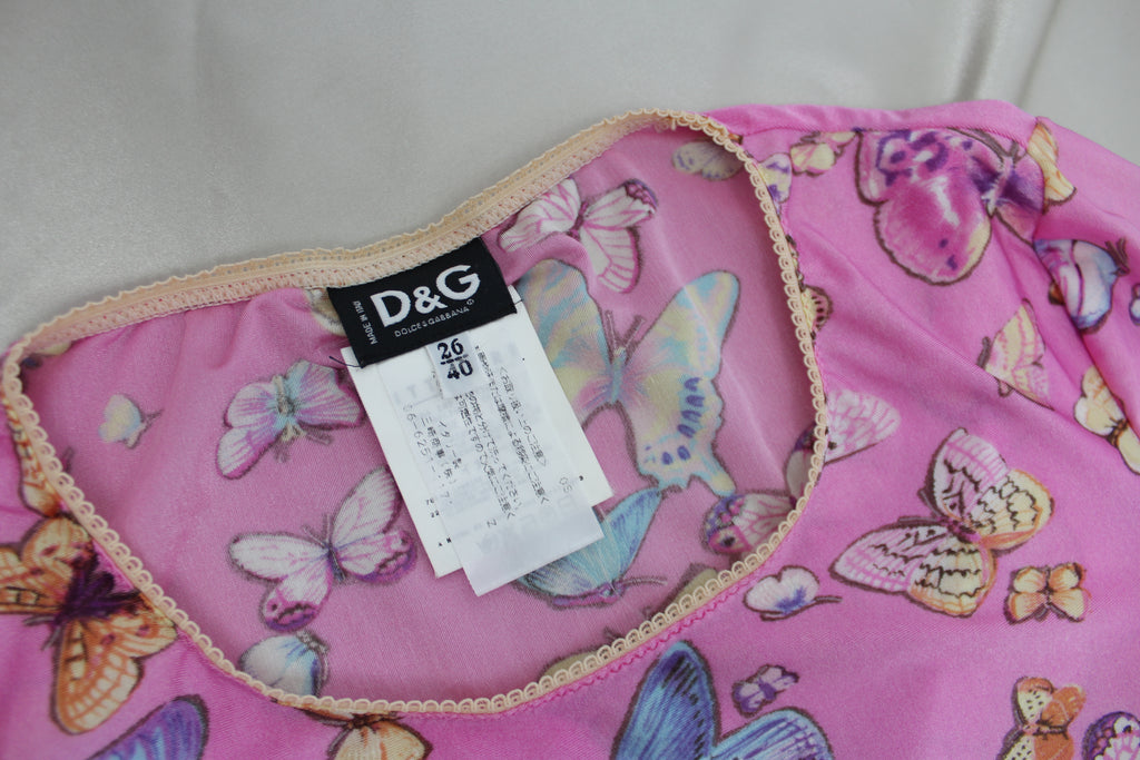 Dolce & Gabbana Pink Butterfly Top Small