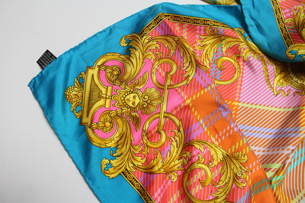 Versace Colourful Baroque Silk Square Scarf