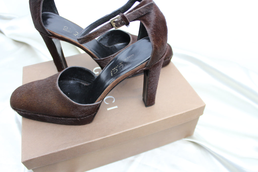 Gucci by Tom Ford Brown Pony Hair Heels EU 37